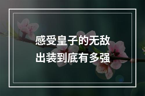 感受皇子的无敌出装到底有多强