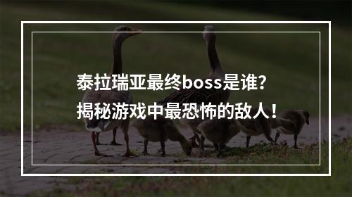 泰拉瑞亚最终boss是谁？揭秘游戏中最恐怖的敌人！