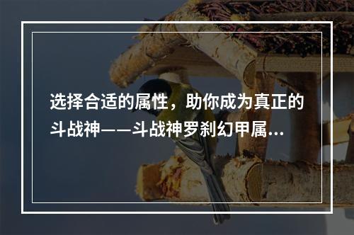 选择合适的属性，助你成为真正的斗战神——斗战神罗刹幻甲属性选择攻略