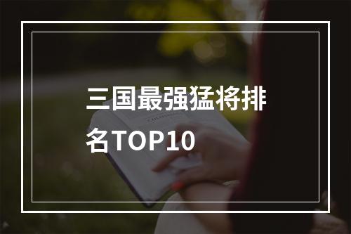 三国最强猛将排名TOP10