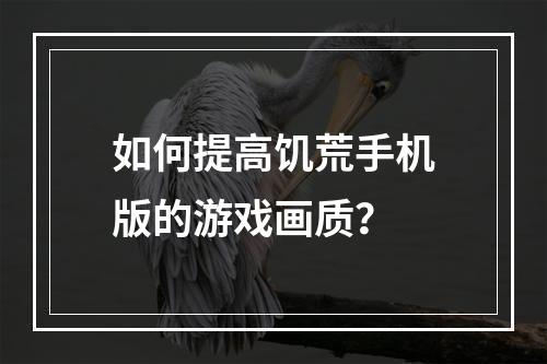 如何提高饥荒手机版的游戏画质？