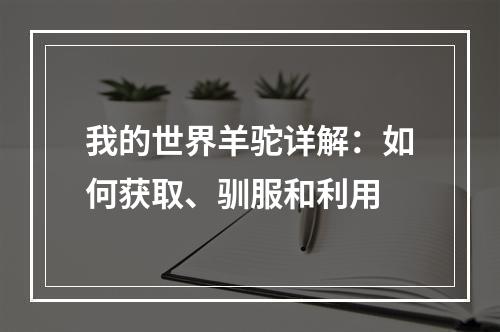 我的世界羊驼详解：如何获取、驯服和利用