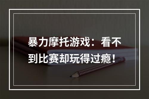 暴力摩托游戏：看不到比赛却玩得过瘾！