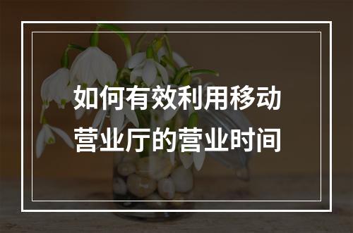 如何有效利用移动营业厅的营业时间