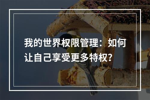 我的世界权限管理：如何让自己享受更多特权？