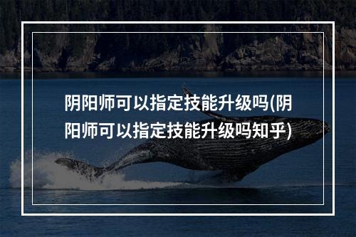 阴阳师可以指定技能升级吗(阴阳师可以指定技能升级吗知乎)