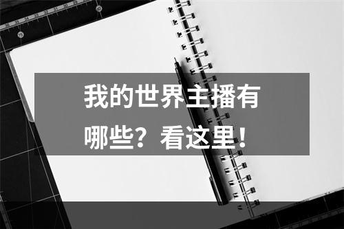 我的世界主播有哪些？看这里！