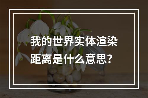 我的世界实体渲染距离是什么意思？