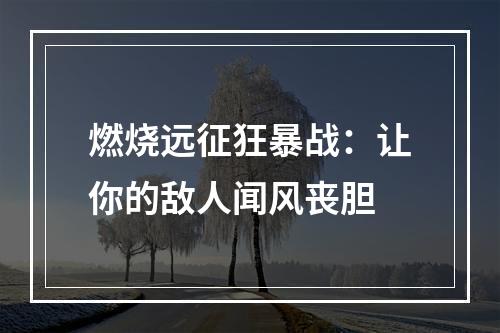 燃烧远征狂暴战：让你的敌人闻风丧胆