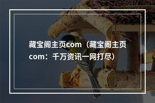 藏宝阁主页com（藏宝阁主页com：千万资讯一网打尽）