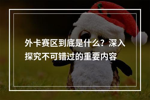 外卡赛区到底是什么？深入探究不可错过的重要内容