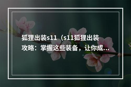 狐狸出装s11（s11狐狸出装攻略：掌握这些装备，让你成为队伍里最亮眼的存在）