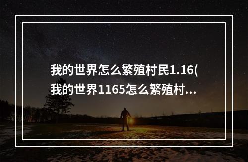 我的世界怎么繁殖村民1.16(我的世界1165怎么繁殖村民)