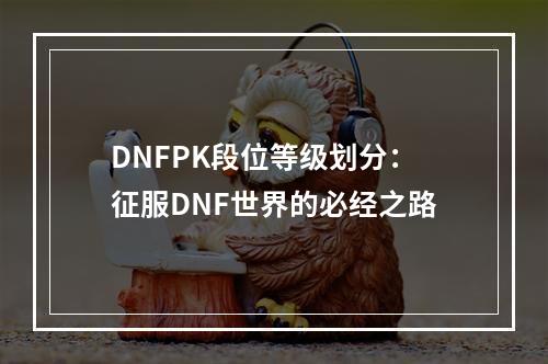 DNFPK段位等级划分：征服DNF世界的必经之路