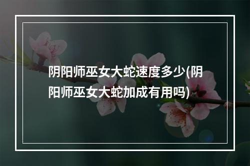 阴阳师巫女大蛇速度多少(阴阳师巫女大蛇加成有用吗)