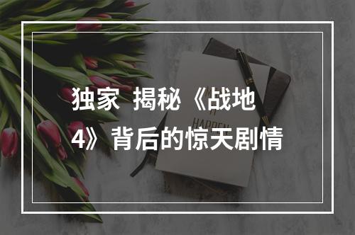 独家  揭秘《战地4》背后的惊天剧情