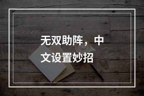 无双助阵，中文设置妙招