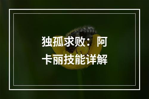 独孤求败：阿卡丽技能详解