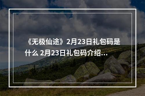 《无极仙途》2月23日礼包码是什么 2月23日礼包码介绍--手游攻略网