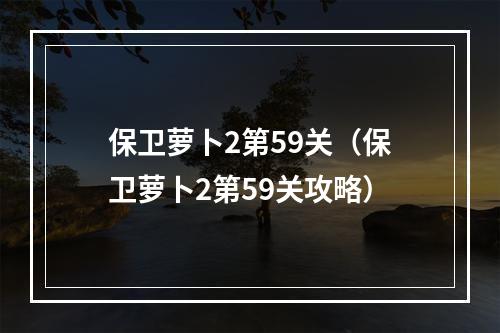 保卫萝卜2第59关（保卫萝卜2第59关攻略）