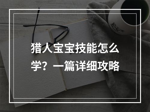 猎人宝宝技能怎么学？一篇详细攻略