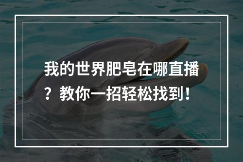 我的世界肥皂在哪直播？教你一招轻松找到！