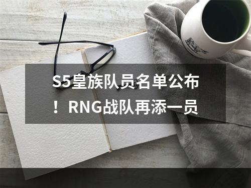 S5皇族队员名单公布！RNG战队再添一员