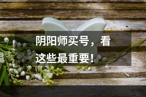 阴阳师买号，看这些最重要！