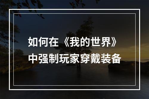 如何在《我的世界》中强制玩家穿戴装备