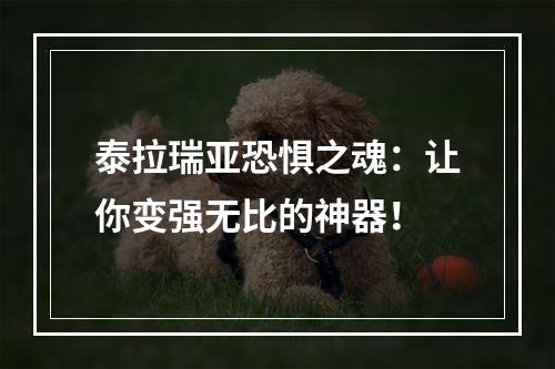 泰拉瑞亚恐惧之魂：让你变强无比的神器！