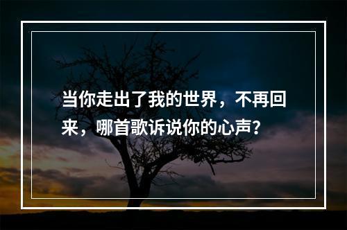 当你走出了我的世界，不再回来，哪首歌诉说你的心声？