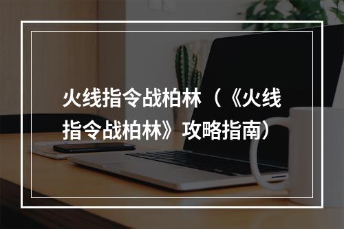 火线指令战柏林（《火线指令战柏林》攻略指南）