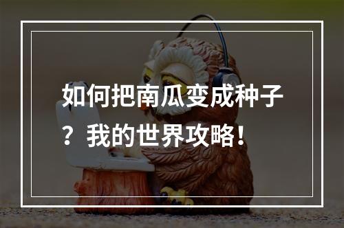 如何把南瓜变成种子？我的世界攻略！