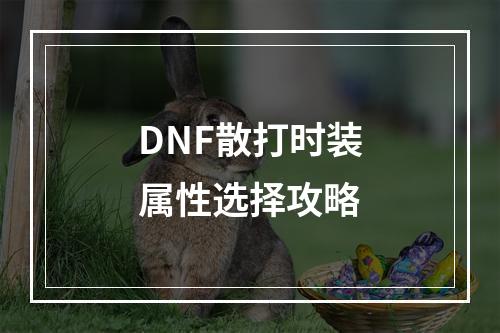 DNF散打时装属性选择攻略