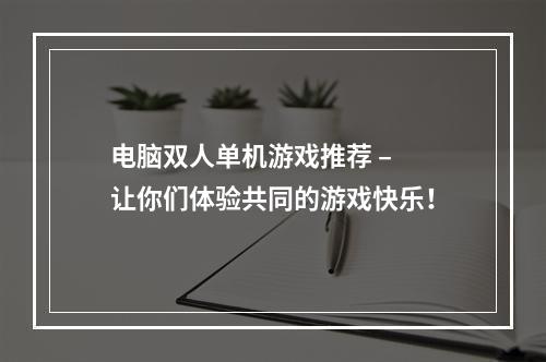 电脑双人单机游戏推荐 – 让你们体验共同的游戏快乐！