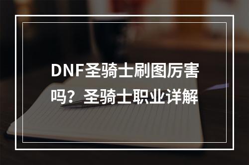 DNF圣骑士刷图厉害吗？圣骑士职业详解