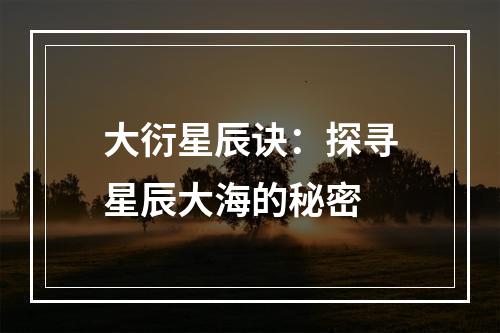 大衍星辰诀：探寻星辰大海的秘密