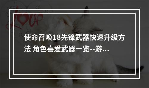 使命召唤18先锋武器快速升级方法 角色喜爱武器一览--游戏攻略网