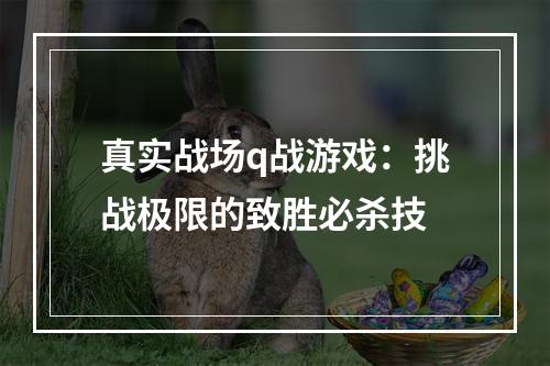 真实战场q战游戏：挑战极限的致胜必杀技