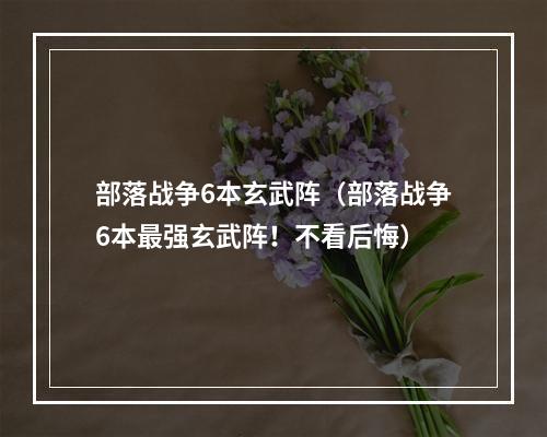 部落战争6本玄武阵（部落战争6本最强玄武阵！不看后悔）