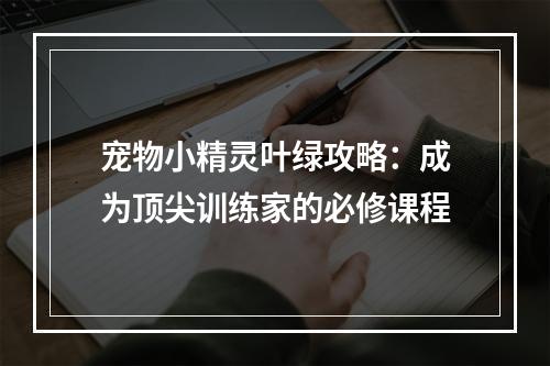 宠物小精灵叶绿攻略：成为顶尖训练家的必修课程