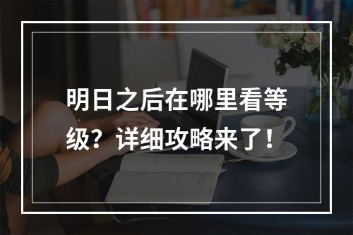 明日之后在哪里看等级？详细攻略来了！