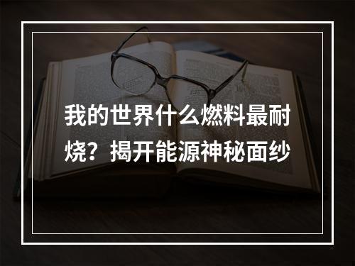 我的世界什么燃料最耐烧？揭开能源神秘面纱