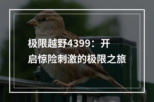 极限越野4399：开启惊险刺激的极限之旅