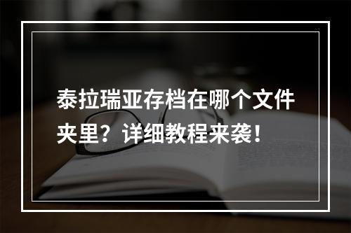 泰拉瑞亚存档在哪个文件夹里？详细教程来袭！