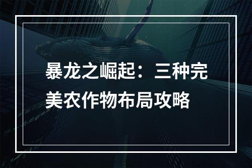 暴龙之崛起：三种完美农作物布局攻略