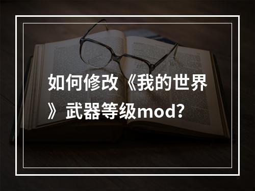 如何修改《我的世界》武器等级mod？