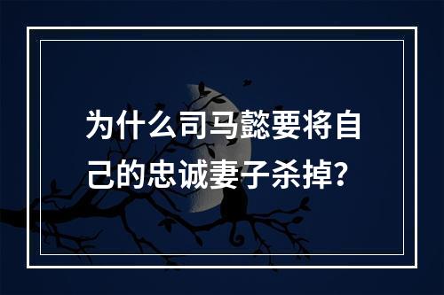 为什么司马懿要将自己的忠诚妻子杀掉？