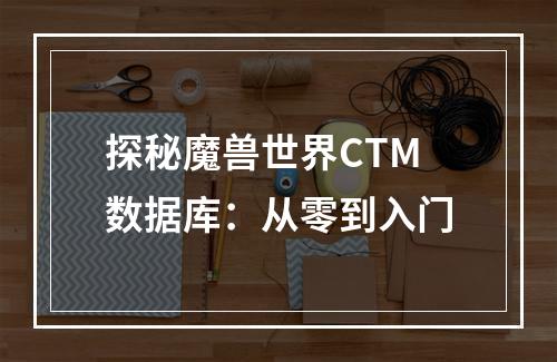 探秘魔兽世界CTM数据库：从零到入门