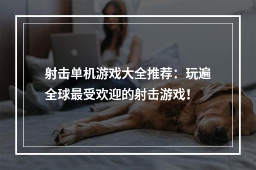 射击单机游戏大全推荐：玩遍全球最受欢迎的射击游戏！